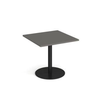Monza square dining table with flat round black base 800mm - Onyx Grey - MDS800-K-OG