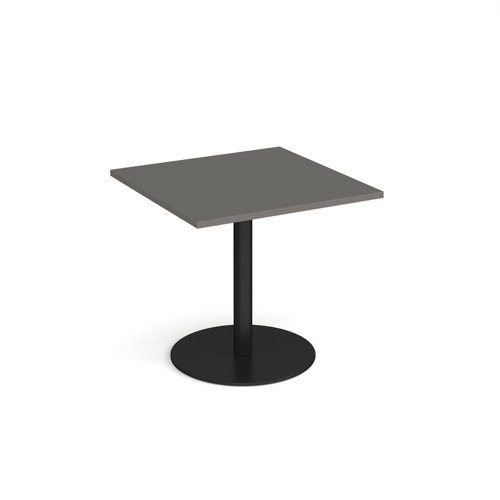 Monza square dining table with flat round black base 800mm - Onyx Grey - MDS800-K-OG