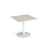 Monza square dining table with flat round white base 800mm - Light Grey - MDS800-WH-LG
