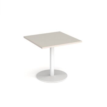 Monza square dining table with flat round white base 800mm - Light Grey - MDS800-WH-LG