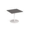Monza square dining table with flat round white base 800mm - Onyx Grey - MDS800-WH-OG