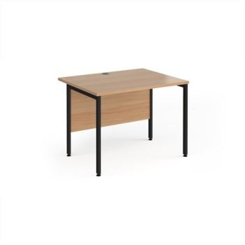 Maestro 25 straight desk 1000mm x 800mm - black H-frame leg Beech top - MH10KB