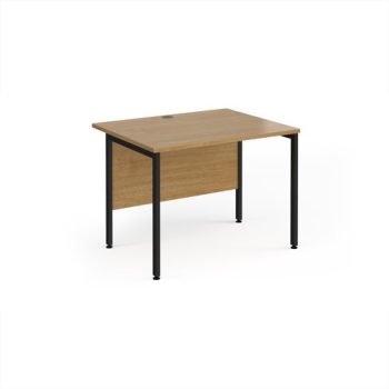 Maestro 25 straight desk 1000mm x 800mm - black H-frame leg Oak Top - MH10KO