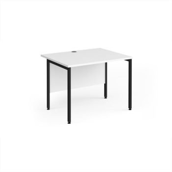 Maestro 25 straight desk 1000mm x 800mm - black H-frame leg White Top - MH10KWH