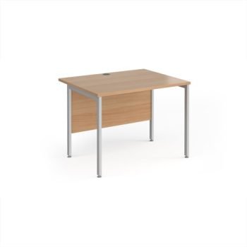 Maestro 25 straight desk 1000mm x 800mm - silver H-frame leg Beech top - MH10SB