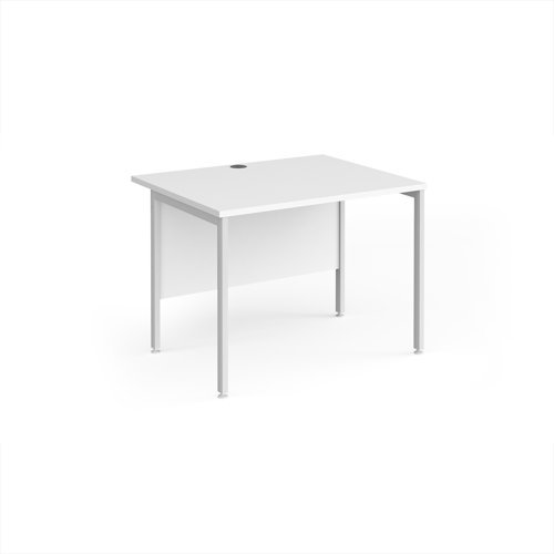 Maestro 25 straight desk 1000mm x 800mm - white H-frame leg White Top - MH10WHWH