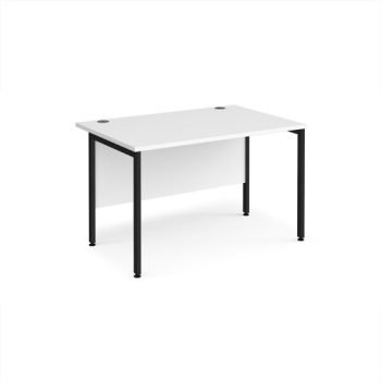 Maestro 25 straight desk 1200mm x 800mm - black H-frame leg White Top - MH12KWH