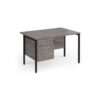 Maestro 25 straight desk 1200mm x 800mm with 2 drawer pedestal - black H-frame leg Grey Oak Top - MH12P2KGO