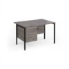 Maestro 25 straight desk 1200mm x 800mm with 3 drawer pedestal - black H-frame leg Grey Oak Top - MH12P3KGO