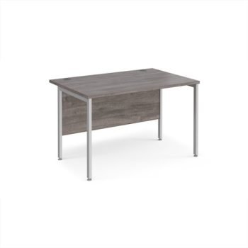 Maestro 25 straight desk 1200mm x 800mm - silver H-frame leg Grey Oak Top - MH12SGO