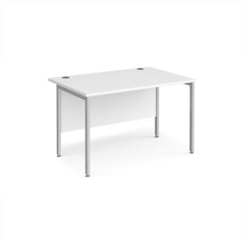 Maestro 25 straight desk 1200mm x 800mm - silver H-frame leg White Top - MH12SWH