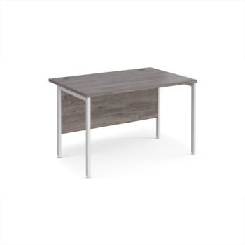 Maestro 25 straight desk 1200mm x 800mm - white H-frame leg Grey Oak Top - MH12WHGO