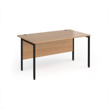 Maestro 25 straight desk 1400mm x 800mm - black H-frame leg Beech top - MH14KB