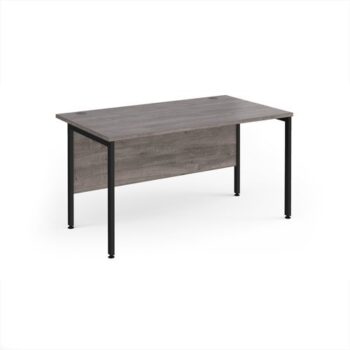 Maestro 25 straight desk 1400mm x 800mm - black H-frame leg Grey Oak Top - MH14KGO