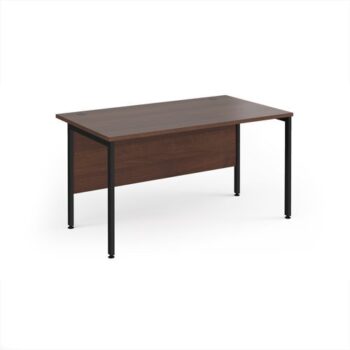 Maestro 25 straight desk 1400mm x 800mm - black H-frame leg Walnut top - MH14KW