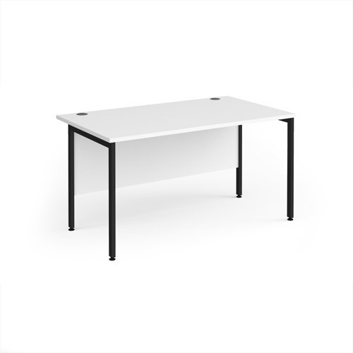 Maestro 25 straight desk 1400mm x 800mm - black H-frame leg White Top - MH14KWH