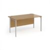 Maestro 25 straight desk 1400mm x 800mm - silver H-frame leg Oak Top - MH14SO