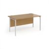 Maestro 25 straight desk 1400mm x 800mm - white H-frame leg Oak Top - MH14WHO