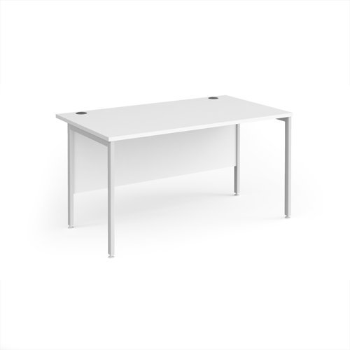 Maestro 25 straight desk 1400mm x 800mm - white H-frame leg White Top - MH14WHWH