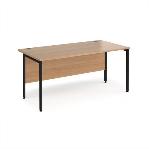 Maestro 25 straight desk 1600mm x 800mm - black H-frame leg Beech top - MH16KB