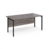Maestro 25 straight desk 1600mm x 800mm - black H-frame leg Grey Oak Top - MH16KGO