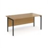 Maestro 25 straight desk 1600mm x 800mm - black H-frame leg Oak Top - MH16KO