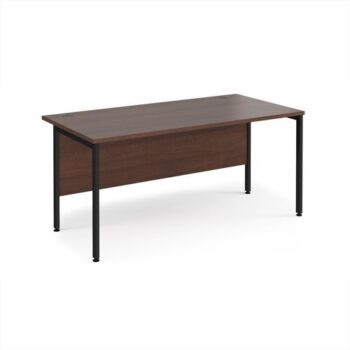 Maestro 25 straight desk 1600mm x 800mm - black H-frame leg Walnut top - MH16KW