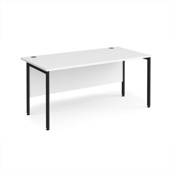 Maestro 25 straight desk 1600mm x 800mm - black H-frame leg White Top - MH16KWH