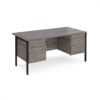 Maestro 25 straight desk 1600mm x 800mm with two x 2 drawer pedestals - black H-frame leg Grey Oak Top - MH16P22KGO