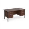 Maestro 25 straight desk 1600mm x 800mm with two x 2 drawer pedestals - black H-frame leg Walnut top - MH16P22KW