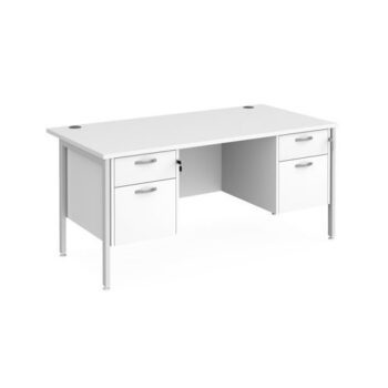 Maestro 25 straight desk 1600mm x 800mm with two x 2 drawer pedestals - white H-frame leg White Top - MH16P22WHWH