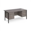 Maestro 25 straight desk 1600mm x 800mm with 2 and 3 drawer pedestals - black H-frame leg Grey Oak Top - MH16P23KGO
