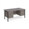 Maestro 25 straight desk 1600mm x 800mm with two x 3 drawer pedestals - black H-frame leg Grey Oak Top - MH16P33KGO