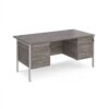 Maestro 25 straight desk 1600mm x 800mm with two x 3 drawer pedestals - silver H-frame leg Grey Oak Top - MH16P33SGO