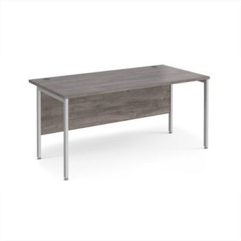 Maestro 25 straight desk 1600mm x 800mm - silver H-frame leg Grey Oak Top - MH16SGO