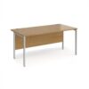 Maestro 25 straight desk 1600mm x 800mm - silver H-frame leg Oak Top - MH16SO