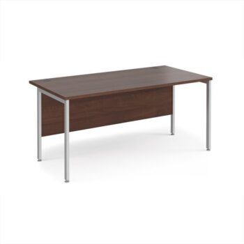Maestro 25 straight desk 1600mm x 800mm - silver H-frame leg Walnut top - MH16SW