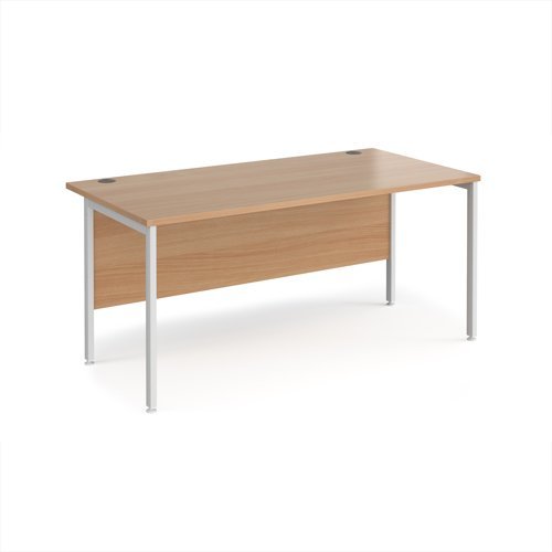 Maestro 25 straight desk 1600mm x 800mm - white H-frame leg Beech top - MH16WHB