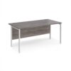 Maestro 25 straight desk 1600mm x 800mm - white H-frame leg Grey Oak Top - MH16WHGO