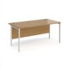 Maestro 25 straight desk 1600mm x 800mm - white H-frame leg Oak Top - MH16WHO