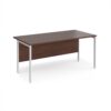 Maestro 25 straight desk 1600mm x 800mm - white H-frame leg Walnut top - MH16WHW