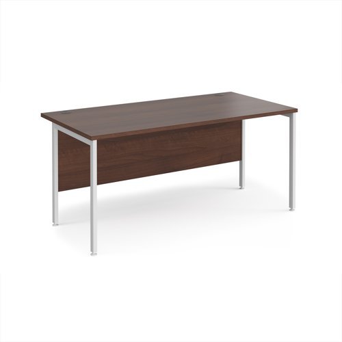 Maestro 25 straight desk 1600mm x 800mm - white H-frame leg Walnut top - MH16WHW