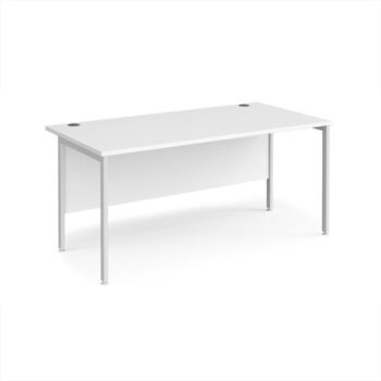 Maestro 25 straight desk 1600mm x 800mm - white H-frame leg White Top - MH16WHWH