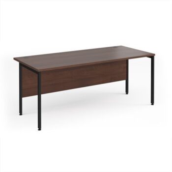 Maestro 25 straight desk 1800mm x 800mm - black H-frame leg Walnut top - MH18KW