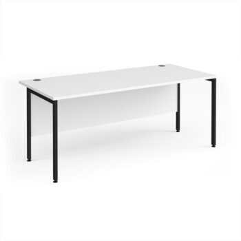 Maestro 25 straight desk 1800mm x 800mm - black H-frame leg White Top - MH18KWH