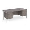 Maestro 25 straight desk 1800mm x 800mm with two x 2 drawer pedestals - white H-frame leg Grey Oak Top - MH18P22WHGO