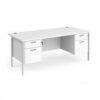 Maestro 25 straight desk 1800mm x 800mm with two x 2 drawer pedestals - white H-frame leg White Top - MH18P22WHWH