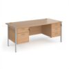Maestro 25 straight desk 1800mm x 800mm with 2 and 3 drawer pedestals - silver H-frame leg Beech top - MH18P23SB