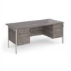 Maestro 25 straight desk 1800mm x 800mm with 2 and 3 drawer pedestals - silver H-frame leg Grey Oak Top - MH18P23SGO