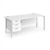 Maestro 25 straight desk 1800mm x 800mm with 3 drawer pedestal - white H-frame leg White Top - MH18P3WHWH